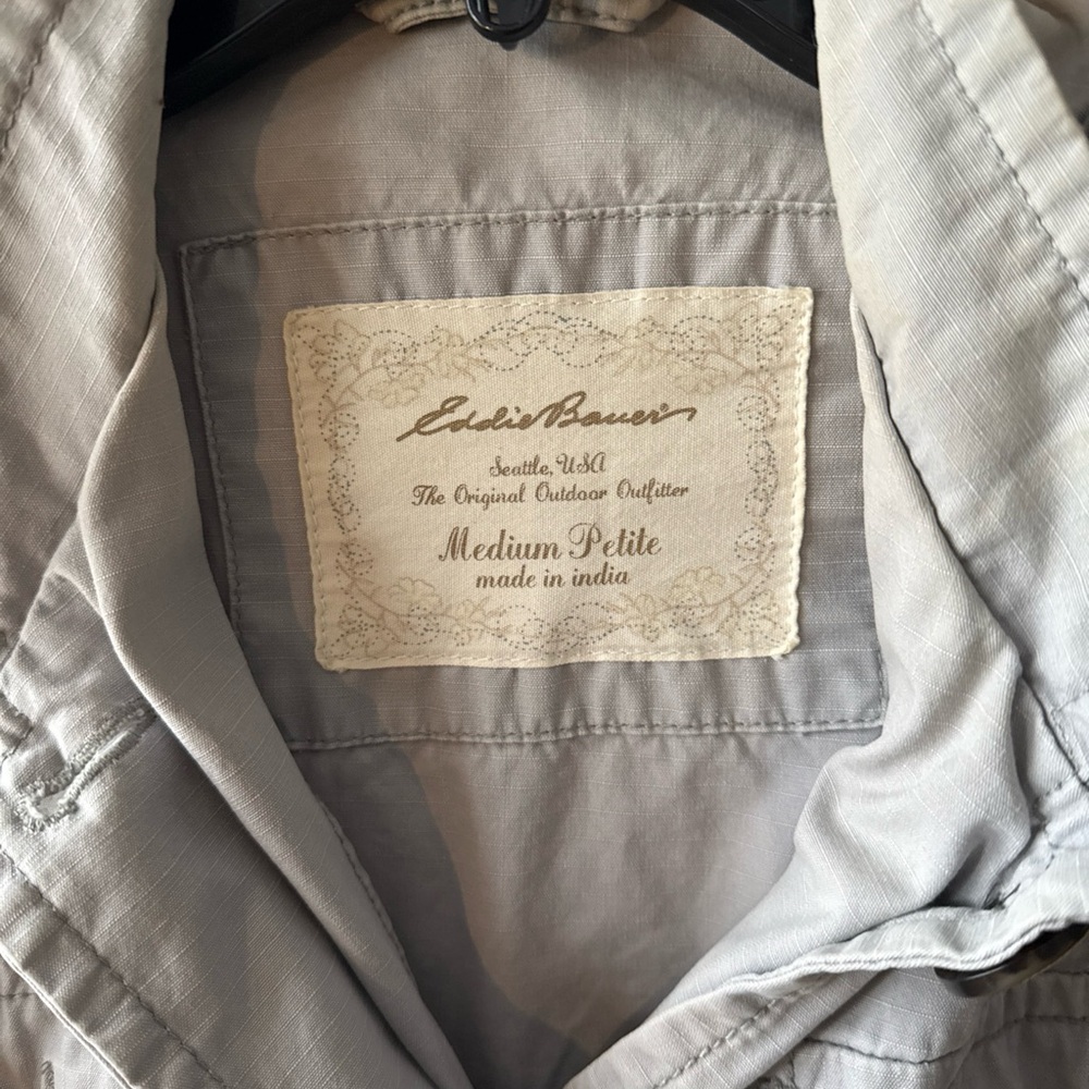 Eddie Bauer Button Front Shirt Jacket Women’s Petite Size M 100% Cotton Snaps - Picture 3 of 9